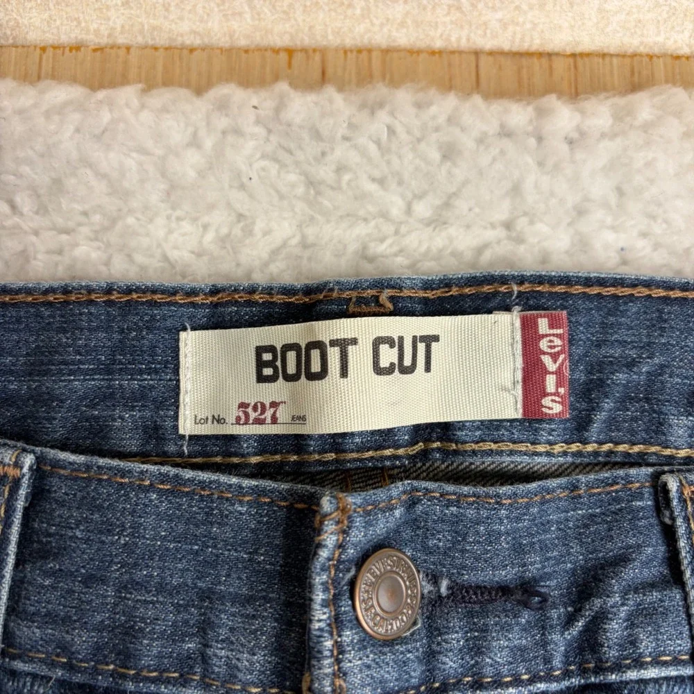 Levis 527 Y2K Slim Bootcut Jeans Mens 33x30(34x31) Denim Blue FADE whiskers
